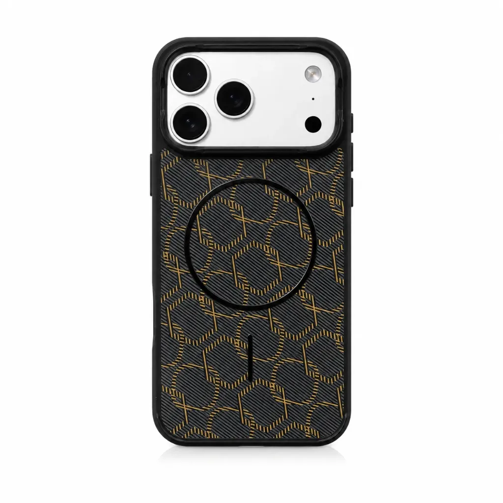 Premium Geometric Textured MagSafe Cover with Protective Camera Frame For iPhone 17 Pro Max - درع موبايل هندسي بملمس مميز مع مغناطيس ماك سيف وإطار حماية للكاميرا للايفون 17 برو ماكس