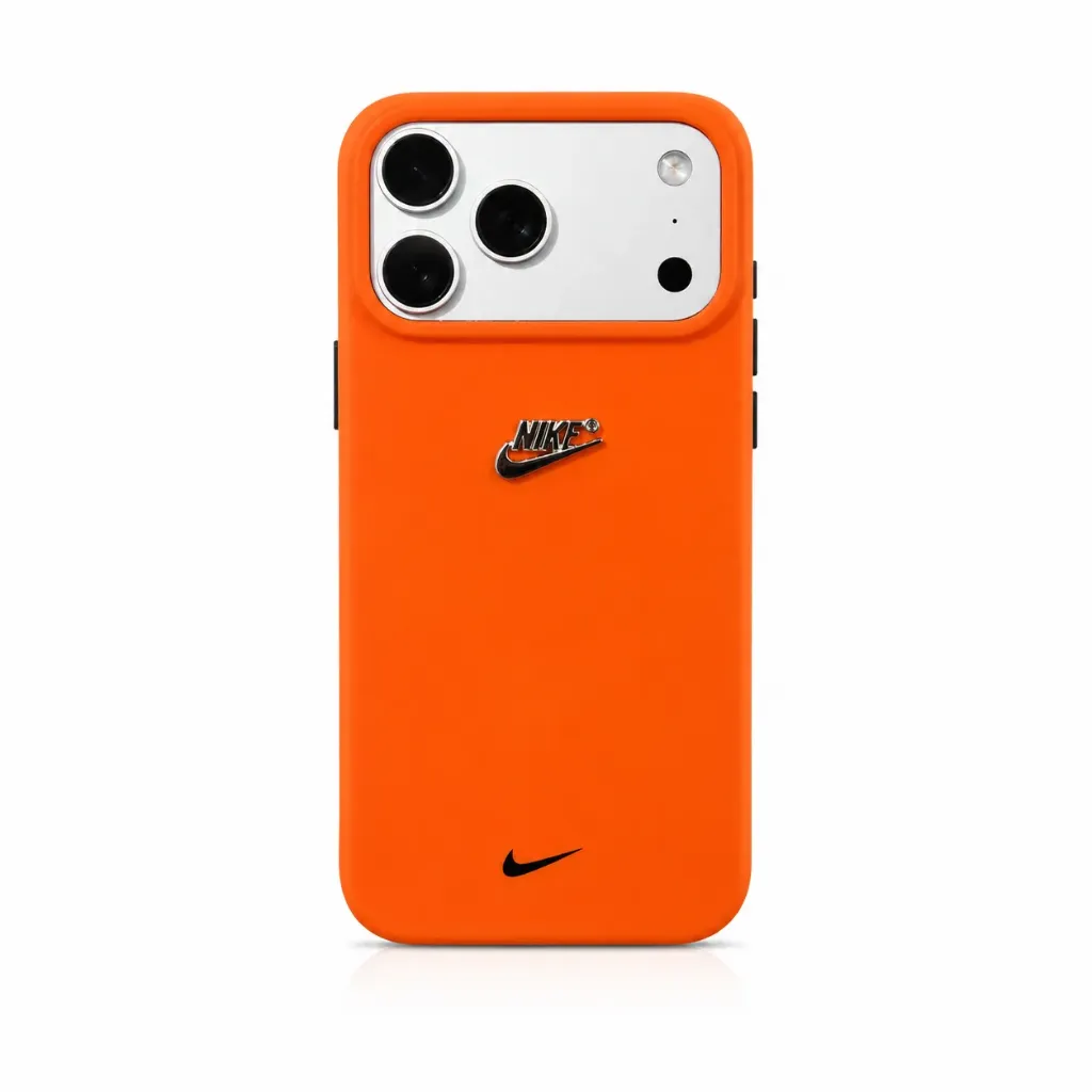 M5 M5-L048 Brand Inspired Edition Cover with Protective Camera Frame For iPhone 17 Pro Max - درع موبايل فاخر بإصدار مستوحى من الماركات العالمية مع إطار حماية للكاميرا للايفون 17 برو ماكس (NIKE)