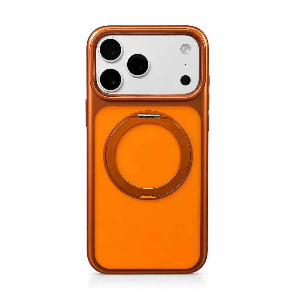 QY QY-041 Premium Matte Cover with Magnetic Ring Kickstand For iPhone 17 Pro Max - درع موبايل صلب مطفي مع ستاند حلقة مغناطيسي مدمج للايفون 17 برو ماكس