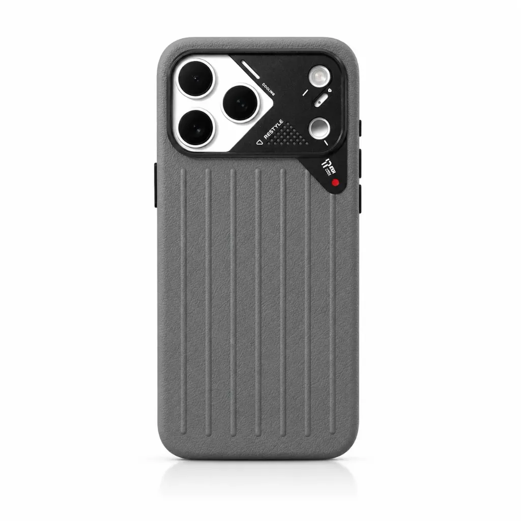 PRADI PRA-008 Restyle Ribbed Leather Cooling Series Cover Collection For iPhone 17 Pro Max - درع موبايل جلدي مضلع بتصميم التبريد للايفون 17 برو ماكس