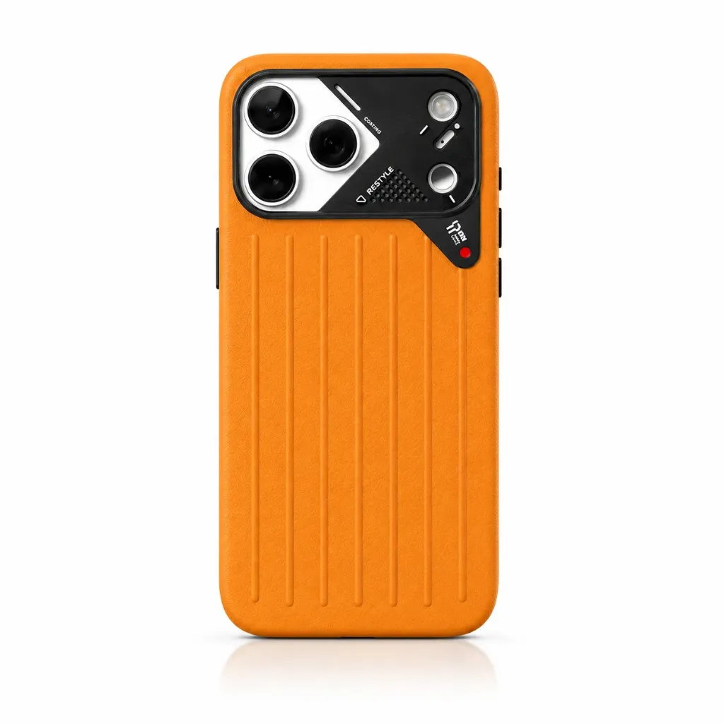 PRADI PRA-008 Restyle Ribbed Leather Cooling Series Cover Collection For iPhone 17 Pro Max - درع موبايل جلدي مضلع بتصميم التبريد للايفون 17 برو ماكس