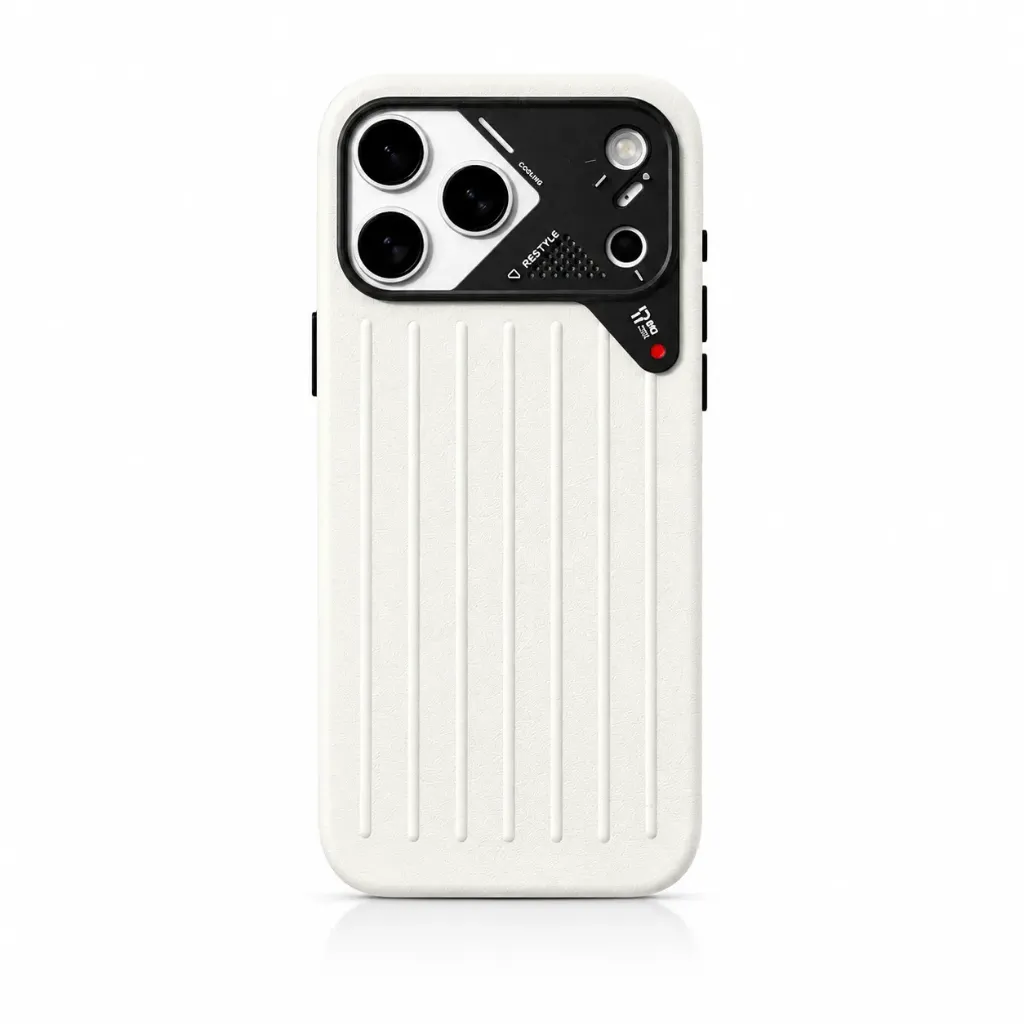 PRADI PRA-008 Restyle Ribbed Leather Cooling Series Cover Collection For iPhone 17 Pro Max - درع موبايل جلدي مضلع بتصميم التبريد للايفون 17 برو ماكس