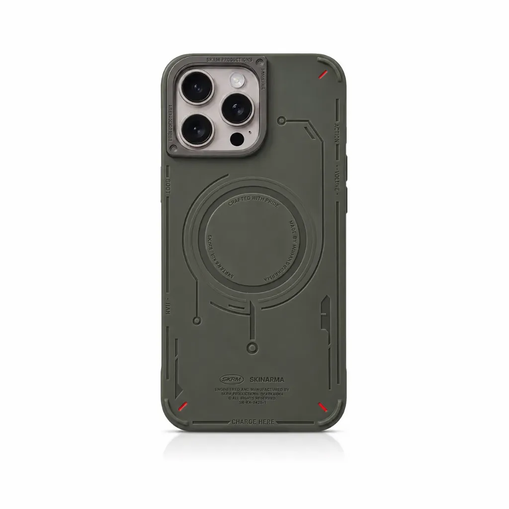 SKINARMA Mecha Series Shockproof MagSafe Cover For iPhone 16 Pro Max - درع موبايل صلب مع حماية زوايا مضاعفة ودعم ماك سيف للايفون 16 برو ماكس