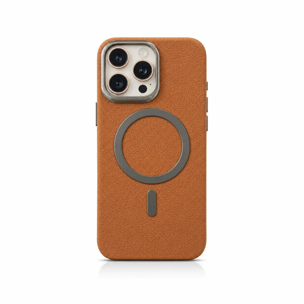 Textured Grain Leather MagSafe Cover For iPhone 16 Pro Max - درع موبايل جلدي بملمس خشن بارز مع دعم ماك سيف للايفون 16 برو ماكس