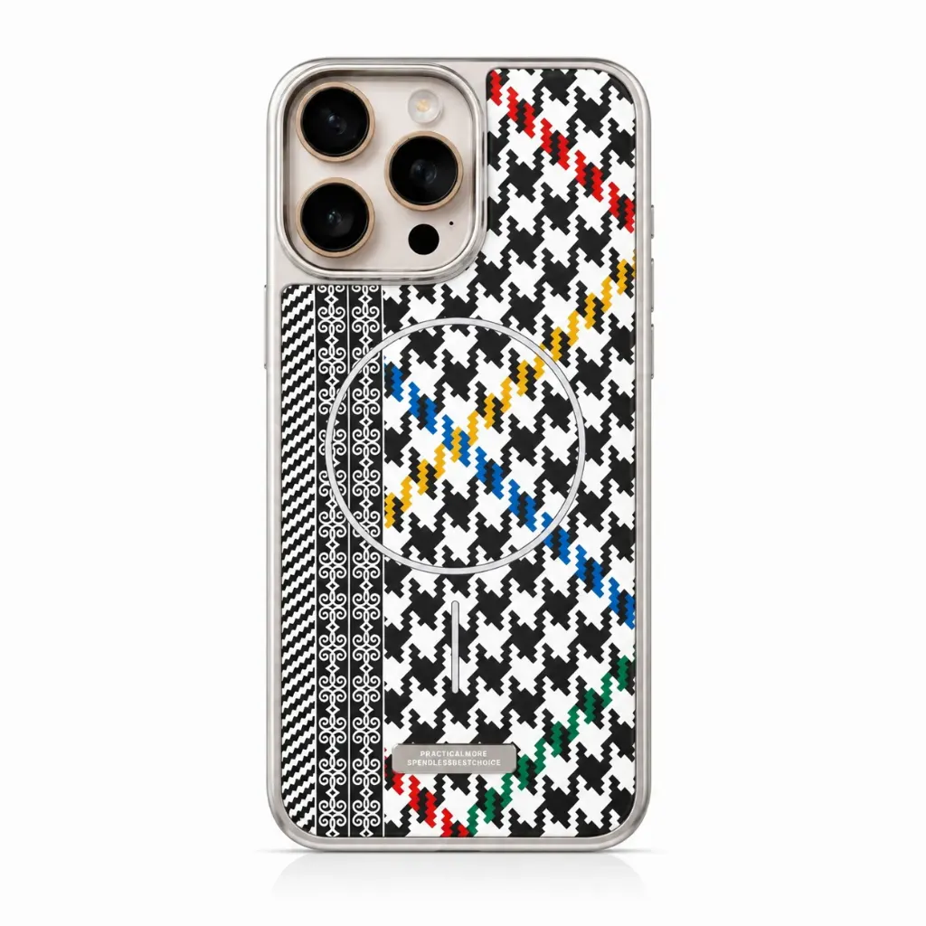 Arabic Fabric Shemagh Style MagSafe Cover For iPhone 16 Pro Max - درع موبايل بقماش الشماغ العربي مع دعم ماك سيف للايفون 16 برو ماكس