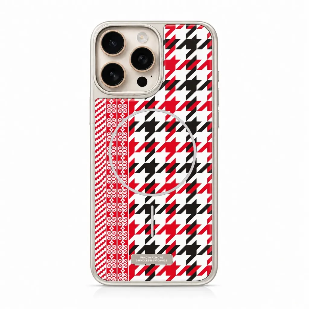 Arabic Fabric Shemagh Style MagSafe Cover For iPhone 16 Pro Max - درع موبايل بقماش الشماغ العربي مع دعم ماك سيف للايفون 16 برو ماكس