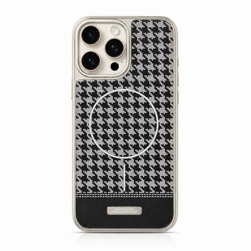 Arabic Fabric Shemagh Style MagSafe Cover For iPhone 16 Pro Max - درع موبايل بقماش الشماغ العربي مع دعم ماك سيف للايفون 16 برو ماكس