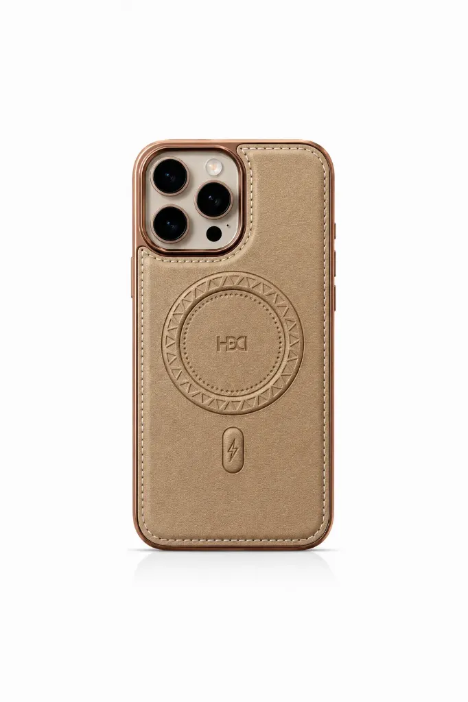 [HBC-358] HDD HBC-358 Stitched Leather MagSafe Cover with Embossed Pattern For iPhone 16 Pro Max - درع موبايل جلدي مطرز بنقوش محفورة مع دعم ماك سيف للايفون 16 برو ماكس
