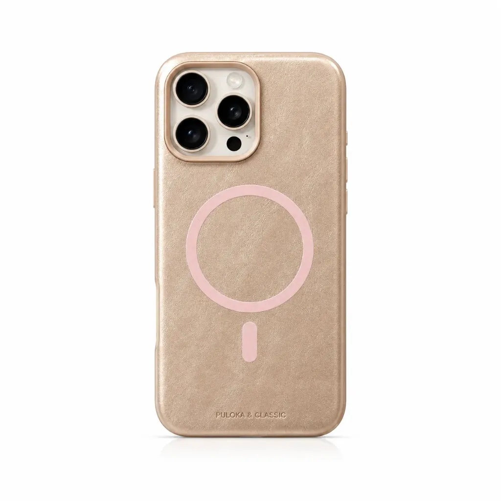 Puloka & Classic Leather MagSafe Cover For iPhone 16 Pro Max - درع موبايل جلدي فاخر من بولوكا أند كلاسيك مع دعم ماك سيف للايفون 16 برو ماكس