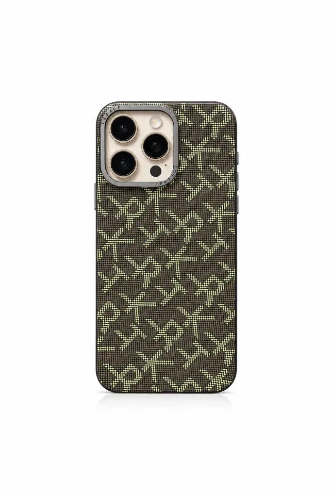 [M-057] M5 M-057 Geometric Monogram Pattern Cover For iPhone 16 Pro Max - درع موبايل بنقشة مونوغرام هندسية للايفون 16 برو ماكس