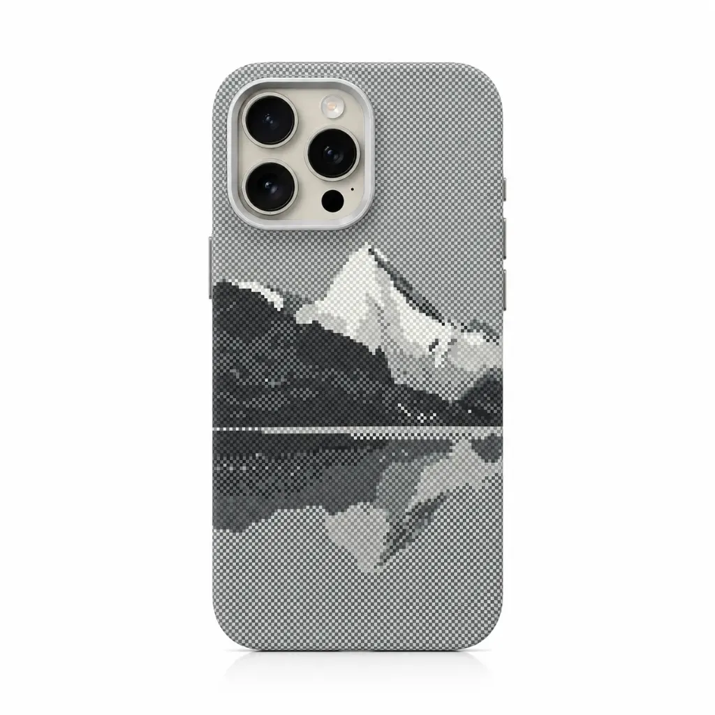 LUXO Life Pixel Art Mountain Landscape Cover For iPhone 16 Pro Max - درع موبايل بتصميم منظر الجبال الفني برسم البيكسل للايفون 16 برو ماكس