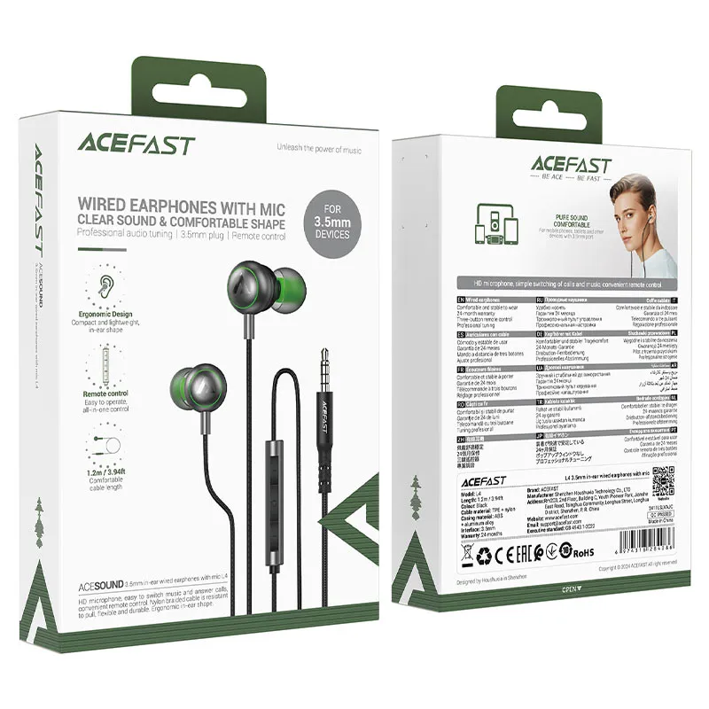ACEFAST L4 3.5mm Wired Earphones Clear Sound In Ear Headphone with Microphone