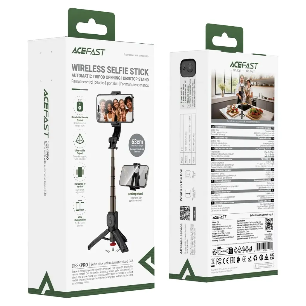 ACEFAST E43 Selfie Stick with Tripod & Bluetooth Remote