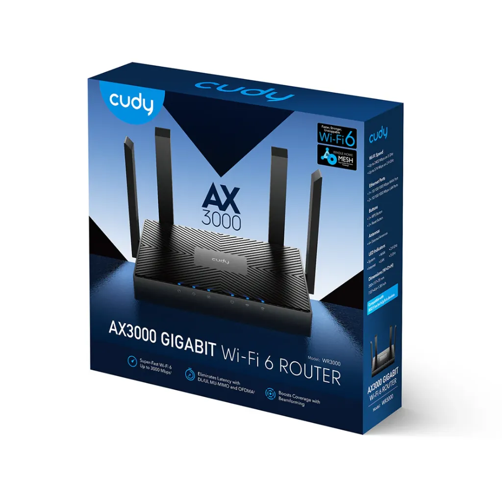 Cudy Mesh Router  WR3000 Wi-Fi 6 AX3000 Super Fast Dual Band راوتر