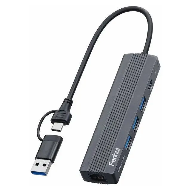 FENGHUI USB Type-C to LAN + USB 3.0 + Power Hub 5-in-1 RJ45
