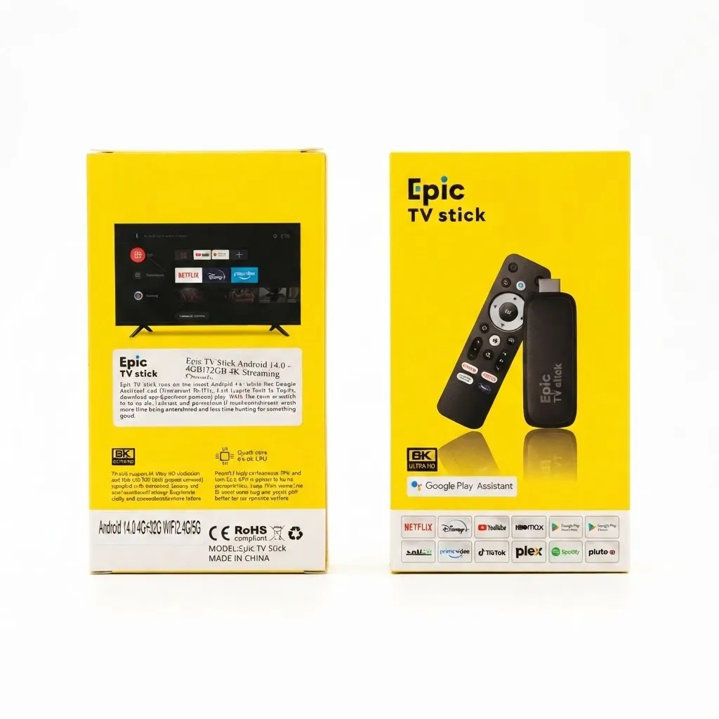 Epic TV Stick Android 14.0 - 2GB/16GB 4K Streaming Dongle