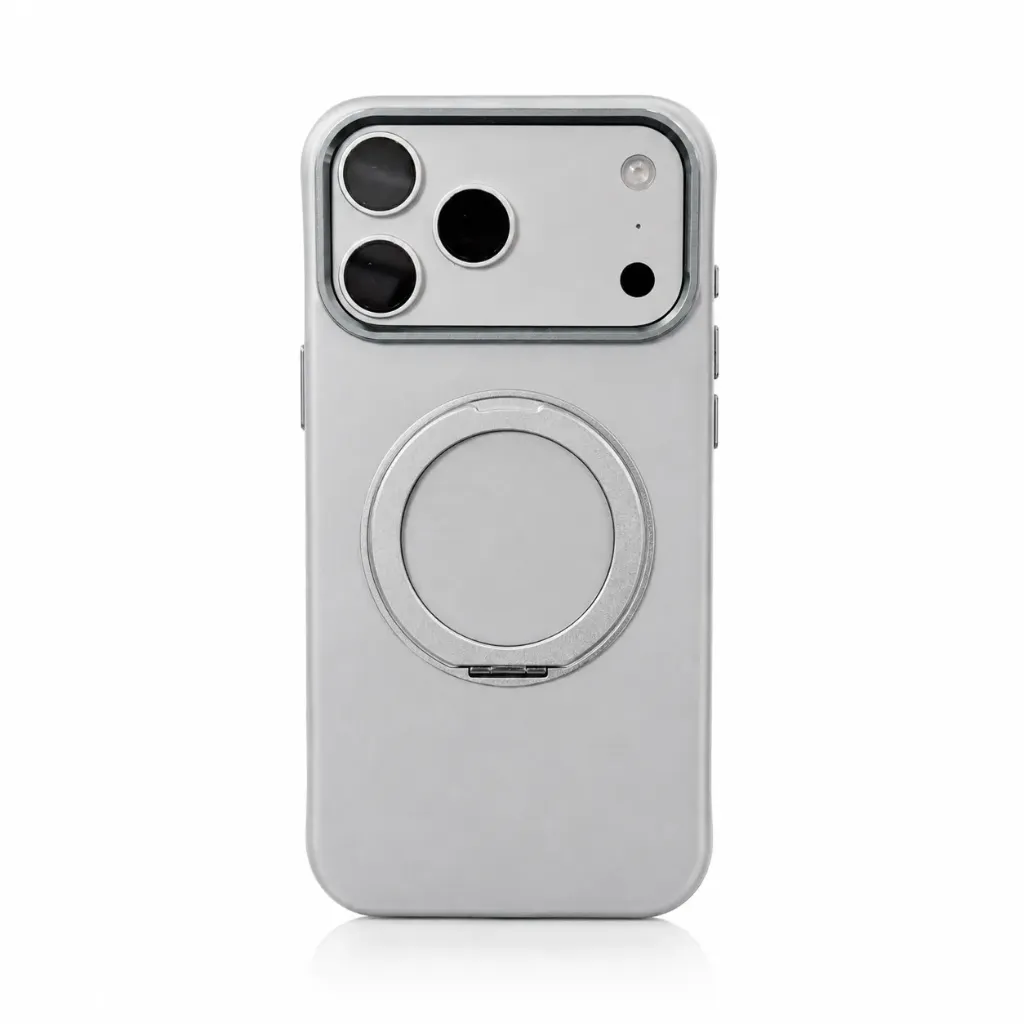 Hard Matte MagSafe Cover with Foldable Ring Stand For iPhone 17 Pro Max - درع موبايل صلب مطفي مع حامل حلقة قابل للطي ودعم ماك سيف للايفون 17 برو ماكس