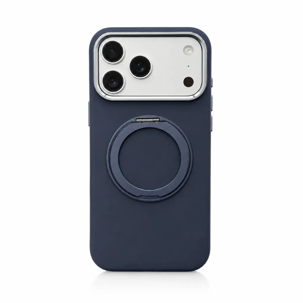 Hard Matte MagSafe Cover with Foldable Ring Stand For iPhone 17 Pro Max - درع موبايل صلب مطفي مع حامل حلقة قابل للطي ودعم ماك سيف للايفون 17 برو ماكس