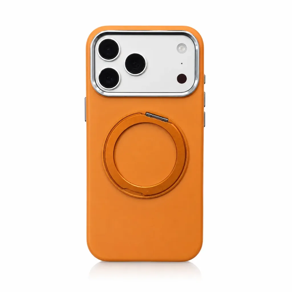 Hard Matte MagSafe Cover with Foldable Ring Stand For iPhone 17 Pro Max - درع موبايل صلب مطفي مع حامل حلقة قابل للطي ودعم ماك سيف للايفون 17 برو ماكس
