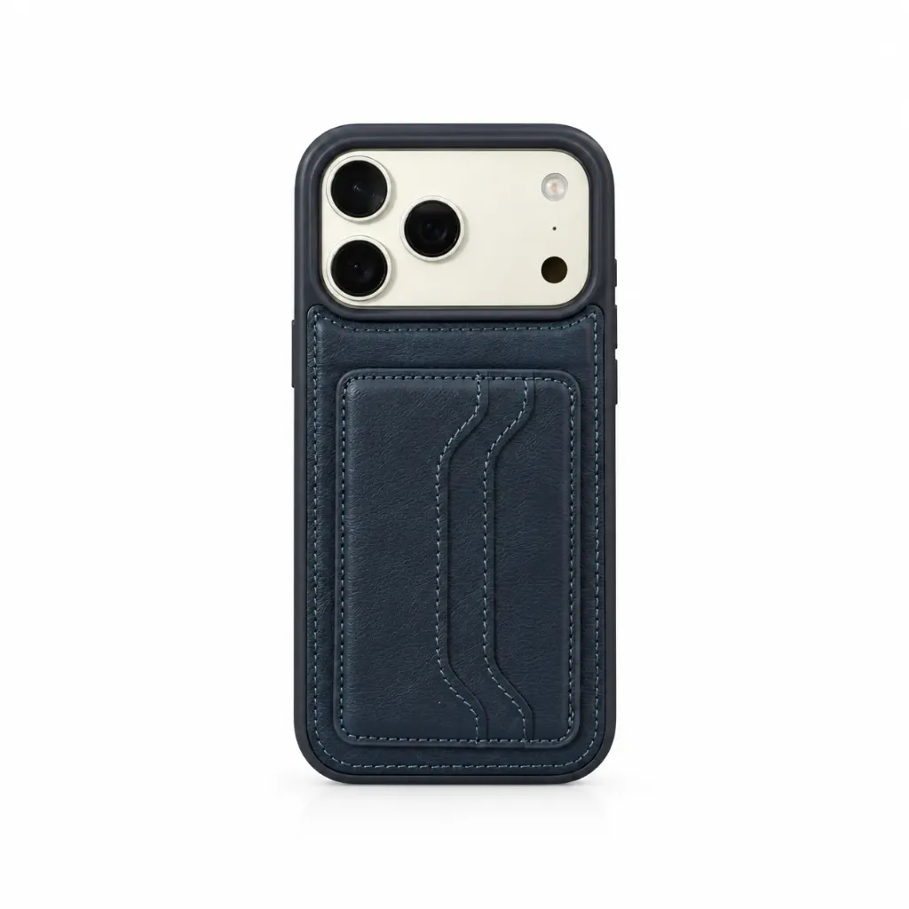 Leather Wallet Case with Card Holder For iPhone 17 Pro Max - درع موبايل جلدي فاخر مع محفظة وحامل بطاقات للايفون 17 برو ماكس