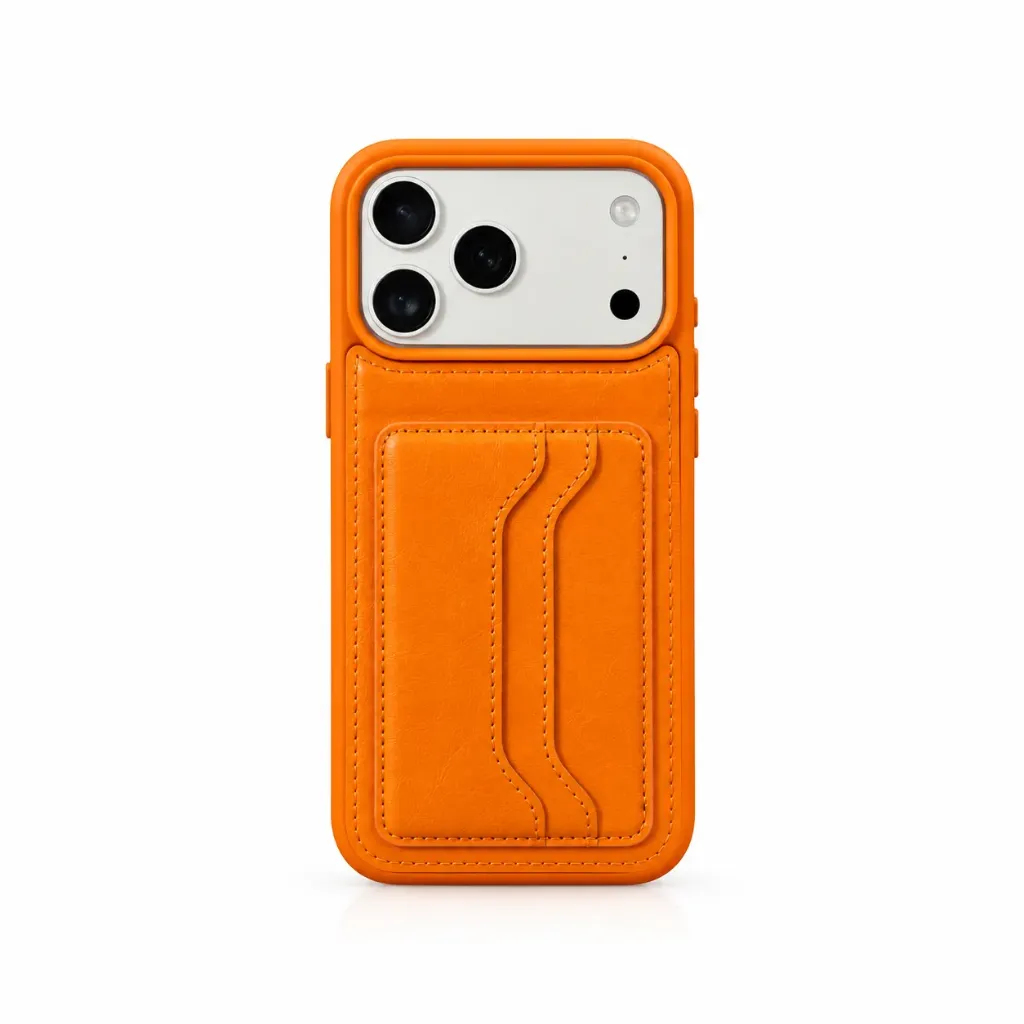 Leather Wallet Case with Card Holder For iPhone 17 Pro Max - درع موبايل جلدي فاخر مع محفظة وحامل بطاقات للايفون 17 برو ماكس