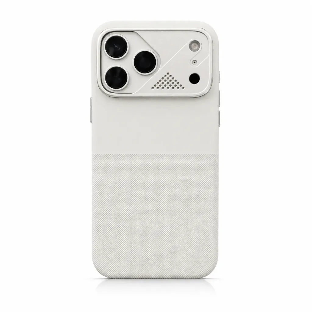 Dual-Texture Hybrid Cover with Soft Silicone Top & Granular Lower Grid For iPhone 17 Pro Max - درع موبايل هجين بجزء علوي من السيليكون الناعم وسفلي محبب مع إطار كاميرا تكتيكي للايفون 17 برو ماكس