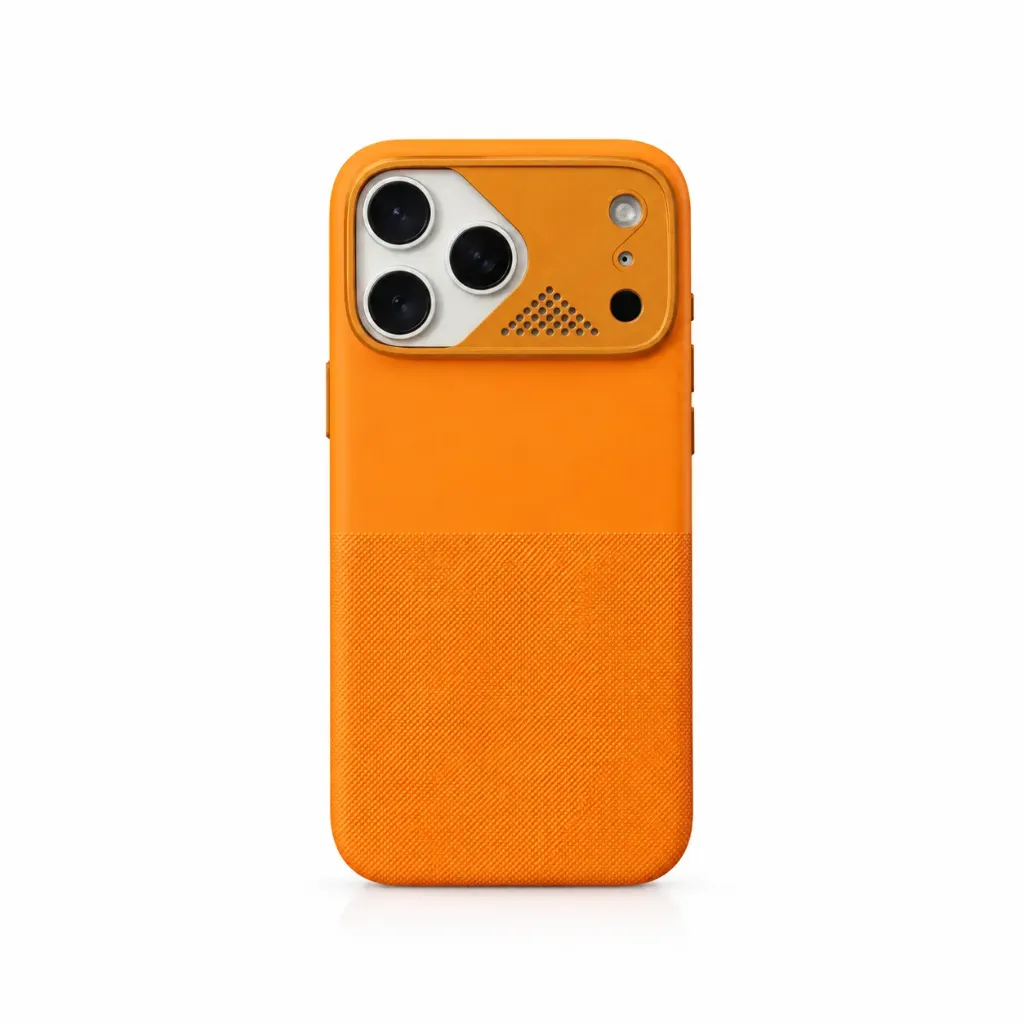 Dual-Texture Hybrid Cover with Soft Silicone Top & Granular Lower Grid For iPhone 17 Pro Max - درع موبايل هجين بجزء علوي من السيليكون الناعم وسفلي محبب مع إطار كاميرا تكتيكي للايفون 17 برو ماكس