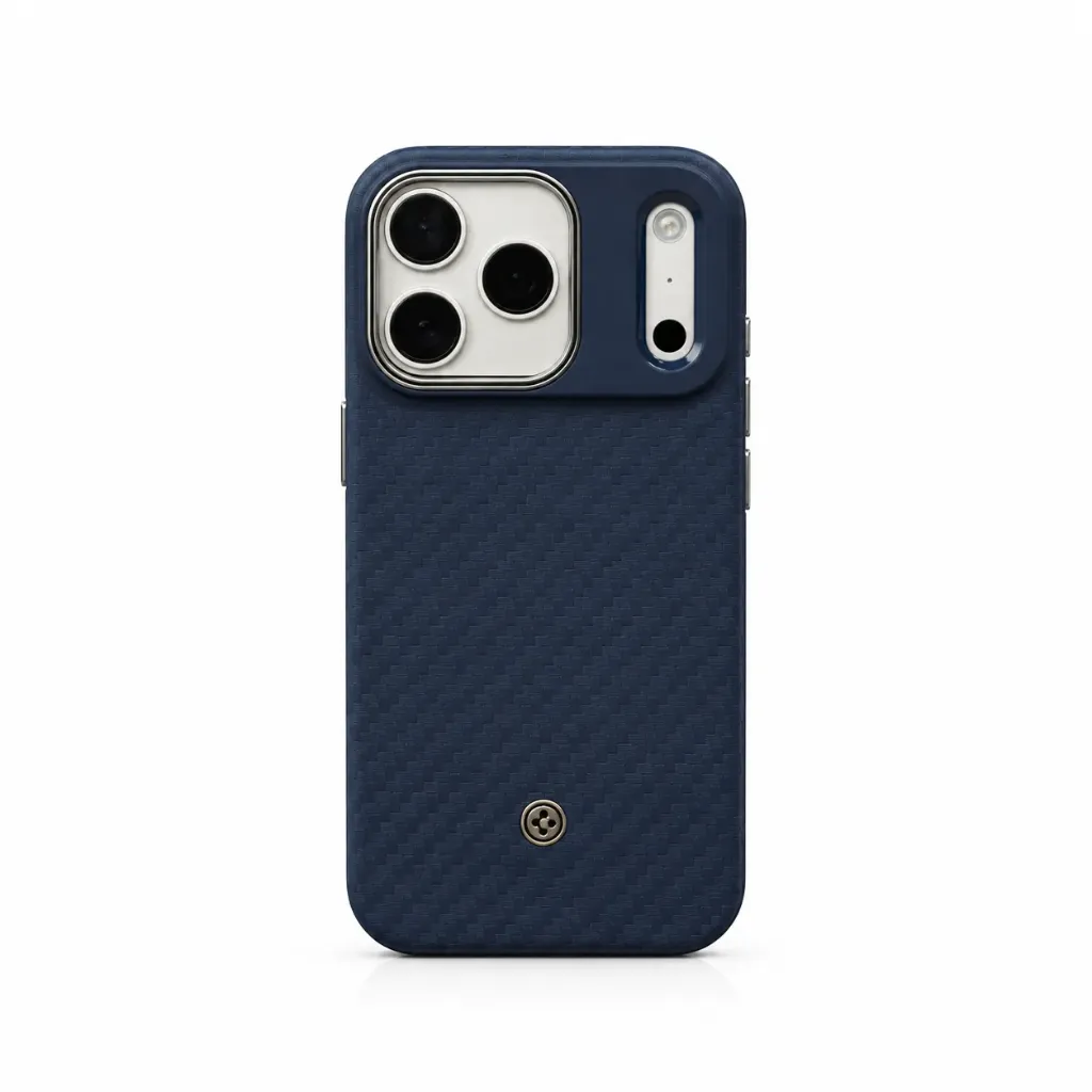 Classic Armor Cover with Metal Accent Ring & Metallic Emblem For iPhone 17 Pro Max - درع موبايل أنيق مع إطار كاميرا وشعار معدني للايفون 17 برو ماكس
