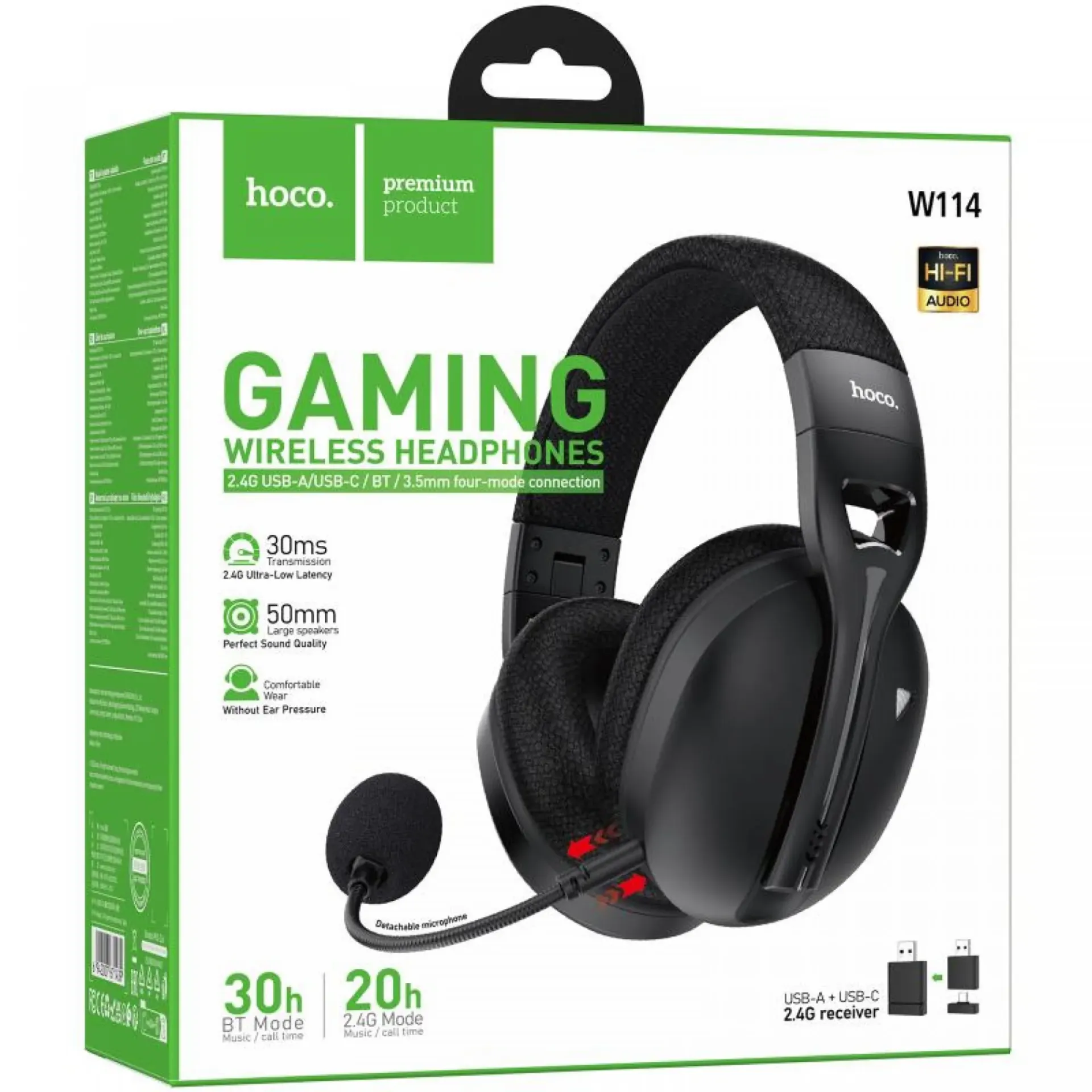 HOCO W114 Magic Four Mode Gaming Wireless Headphones With Microphone
