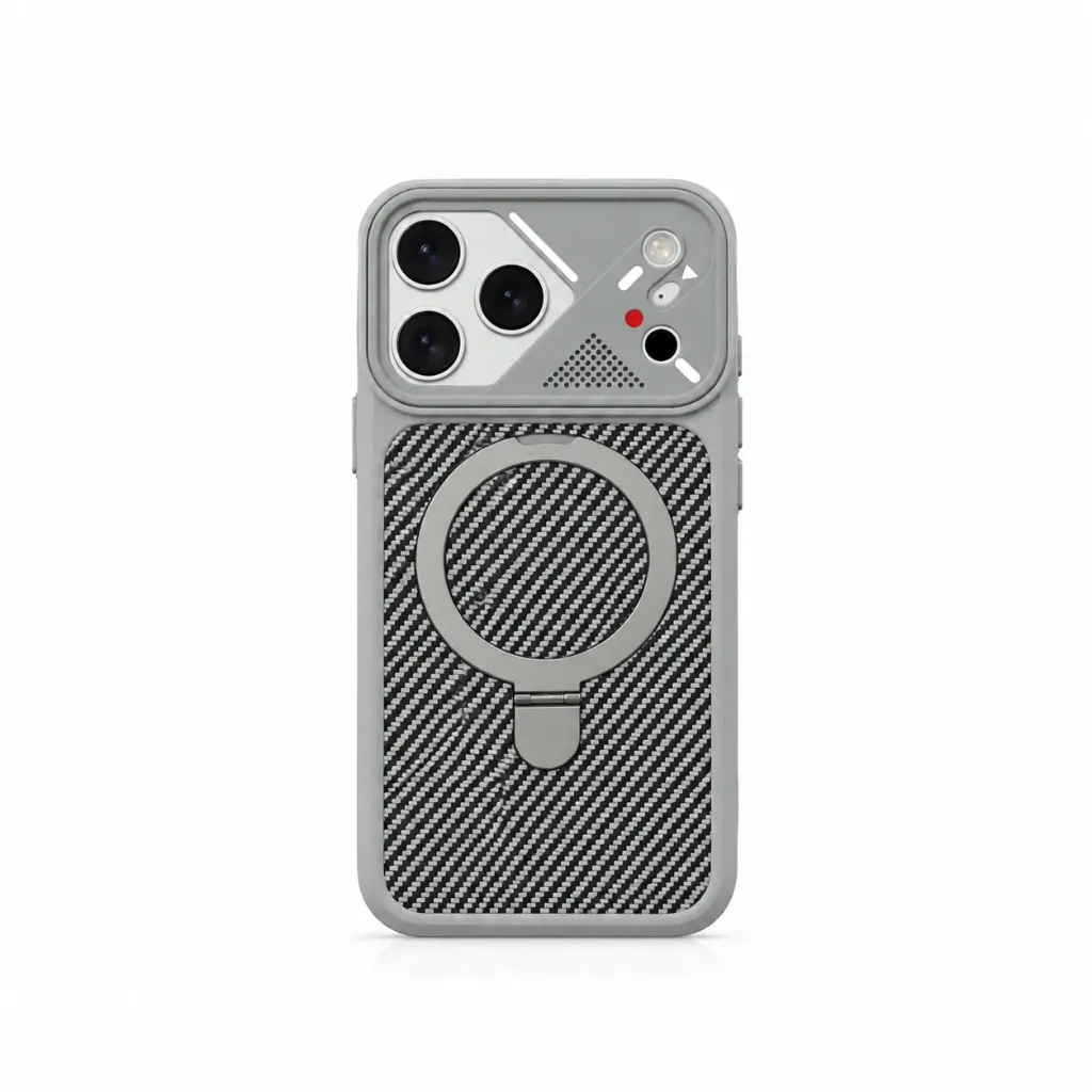 MAXLEVEL COVER FOR IPHONE 17 PRO MAX - درع موبايل كاربون مع حلقة ستاند