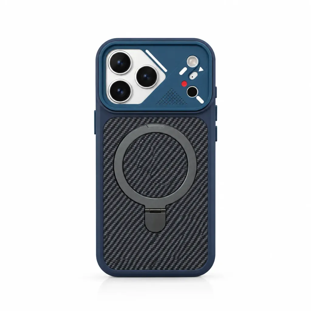 MAXLEVEL COVER FOR IPHONE 17 PRO MAX - درع موبايل كاربون مع حلقة ستاند
