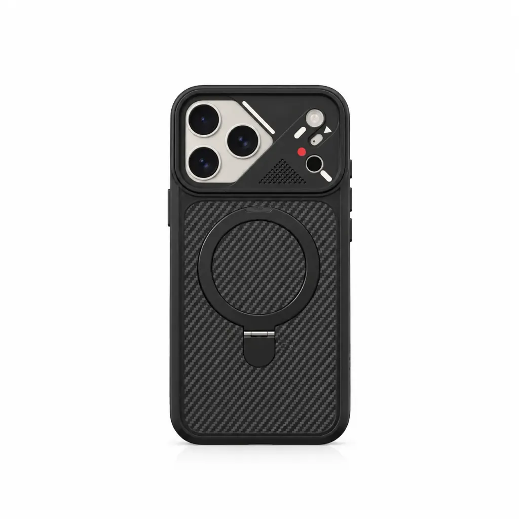 MAXLEVEL COVER FOR IPHONE 17 PRO MAX - درع موبايل كاربون مع حلقة ستاند