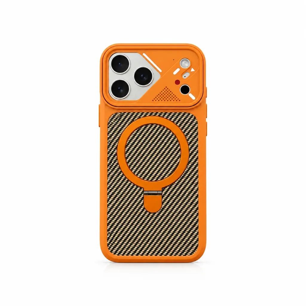 MAXLEVEL COVER FOR IPHONE 17 PRO MAX - درع موبايل كاربون مع حلقة ستاند