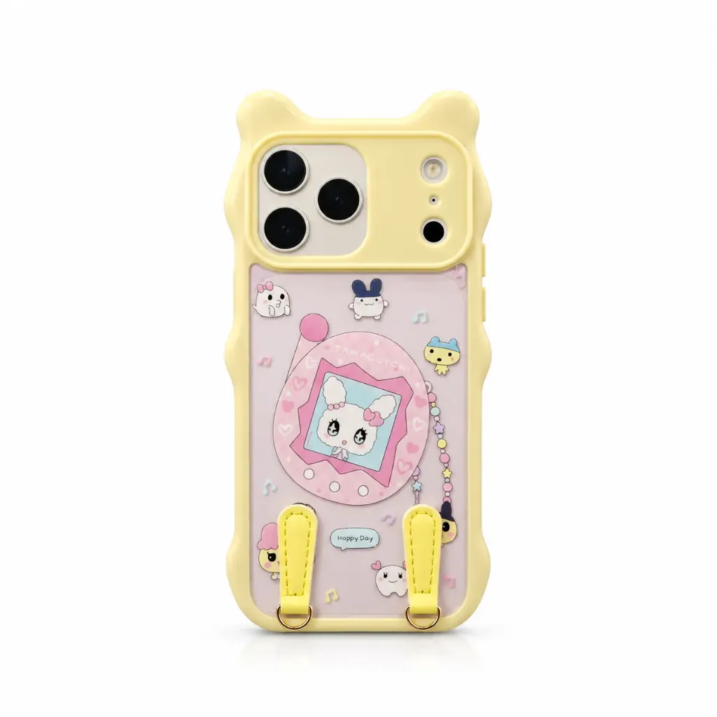 Hello Kitty Cute Character Silicone Cover with Lanyard Rings For iPhone 17 Pro Max - درع موبايل سيليكون بتصميم هيلو كيتي كرتوني مميز وحلقات تعليق للايفون 17 برو ماكس