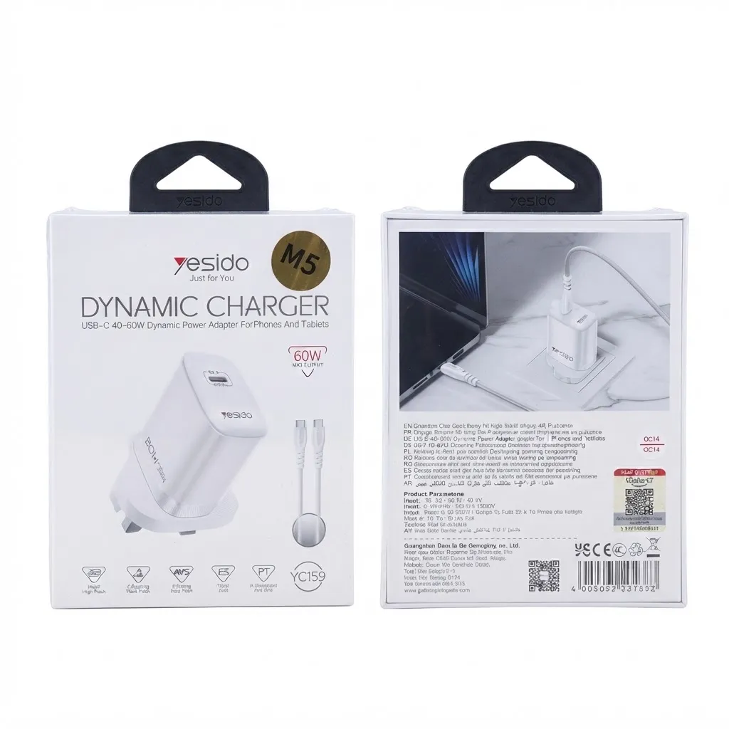 Yesido Yc159 60w Usb-C Wall Charger, Pd PPS Fast Charging