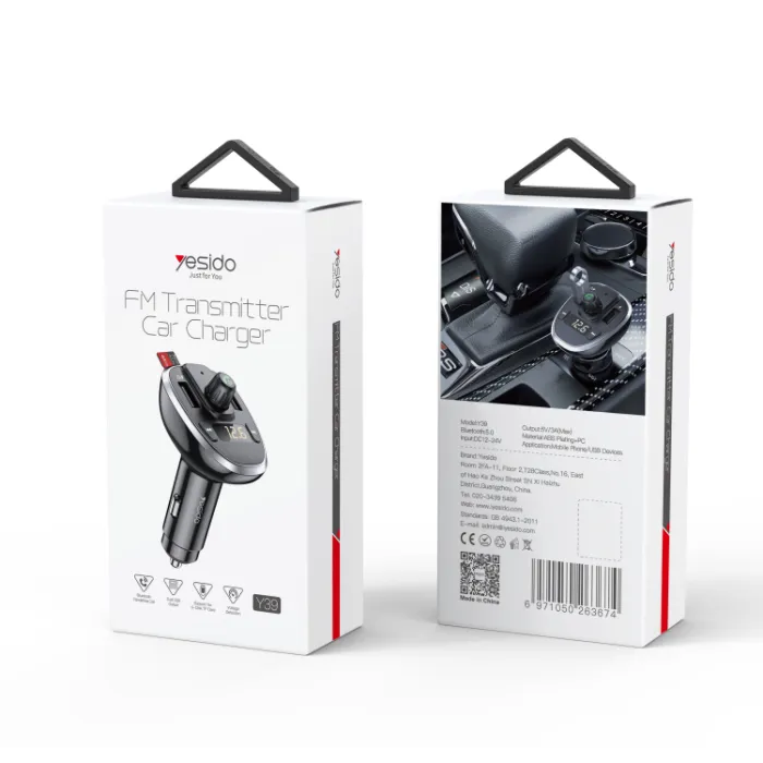 Yesido Y39 China Manufacture Smart Mp3 Player Fm Transmitter Usb Disk MP3 Fm Car Charger In Stock