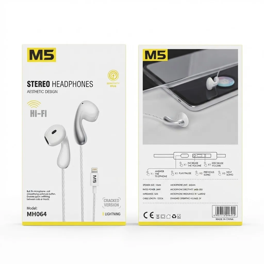 M5 lightning 1.2M MH064 سماعة اذن واير
