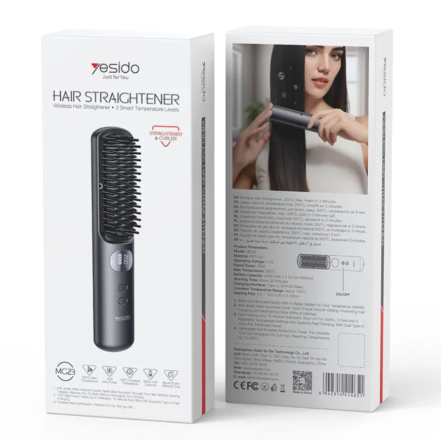 Yesido MG23 Cordless Hair Straightener Brush
