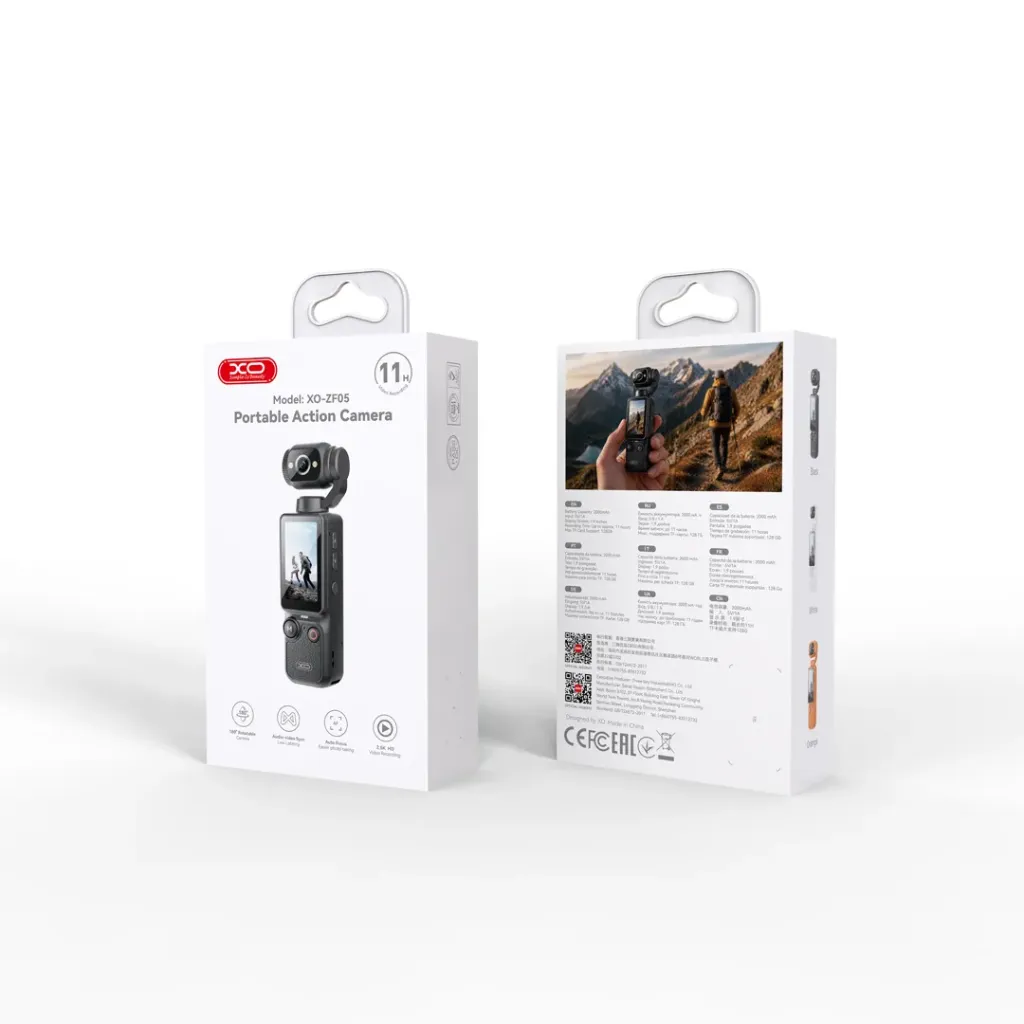 XO ZF05 2.5K Action Camera with 1.9" Screen, Black