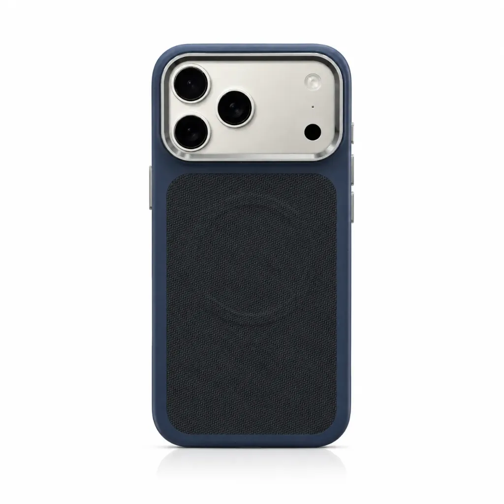 QUEY Woven Fabric MagSafe Hybrid Cover Q-01 For iPhone 17 Pro Max - درع موبايل هجين من القماش المنسوج مع دعم ماك سيف وإطار كاميرا معدني للايفون 17 برو ماكس