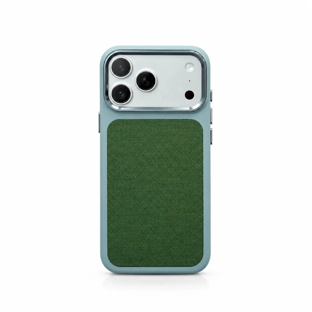 QUEY Woven Fabric MagSafe Hybrid Cover Q-01 For iPhone 17 Pro Max - درع موبايل هجين من القماش المنسوج مع دعم ماك سيف وإطار كاميرا معدني للايفون 17 برو ماكس