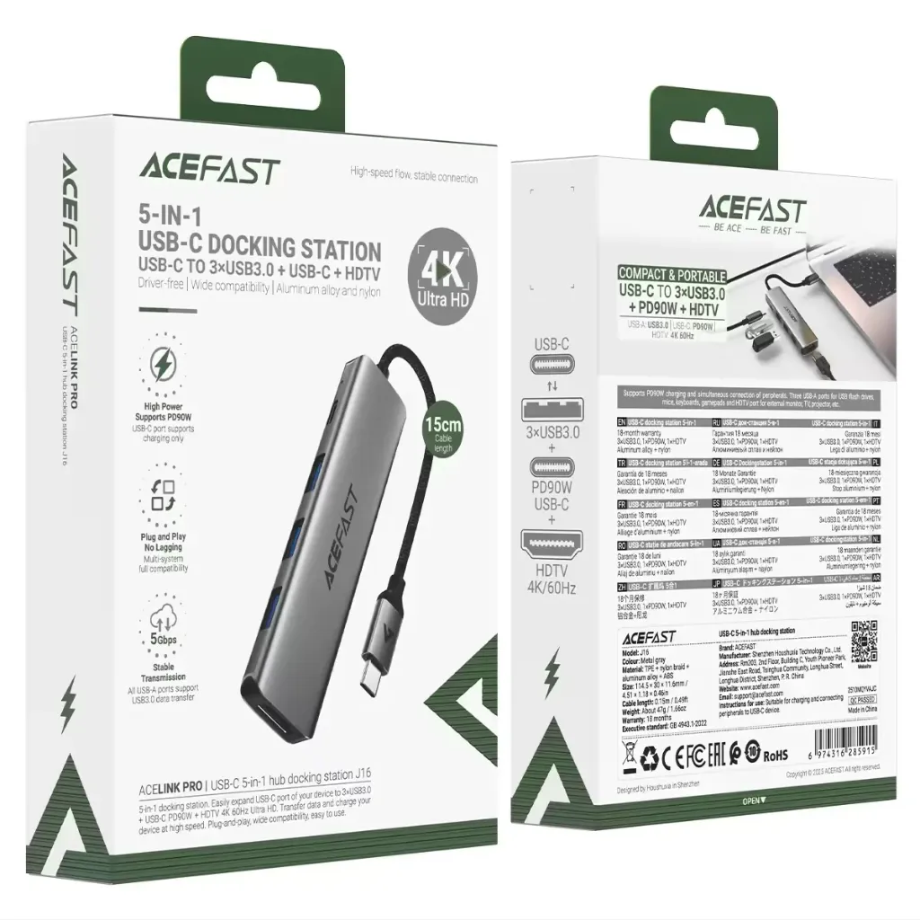 Acefast J16 USB-C Hub 5-in-1