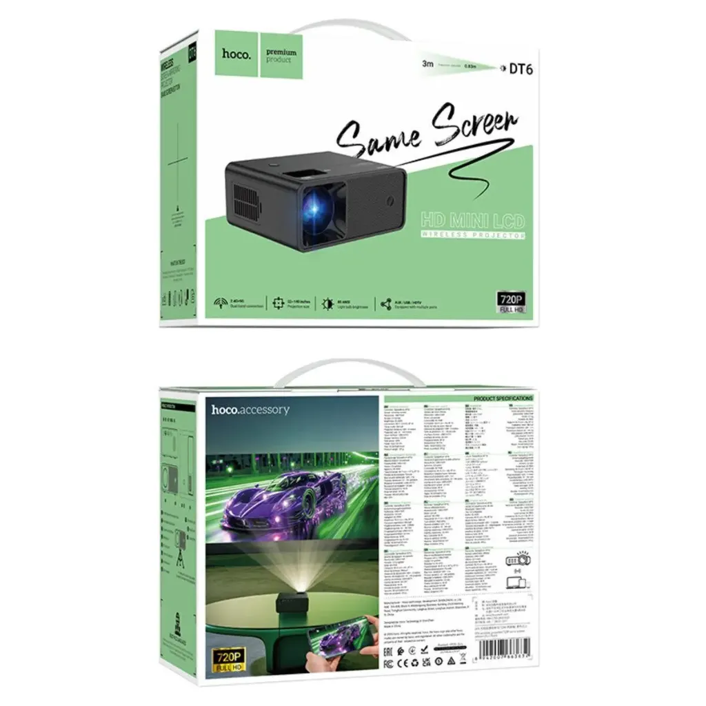 HOCO DT6 Wireless Projector (720P same screen version)