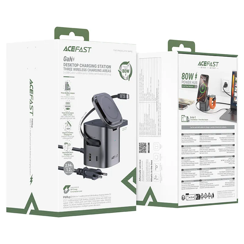 Acefast Z9 QI 6in1 USB-C Cable Charging Station