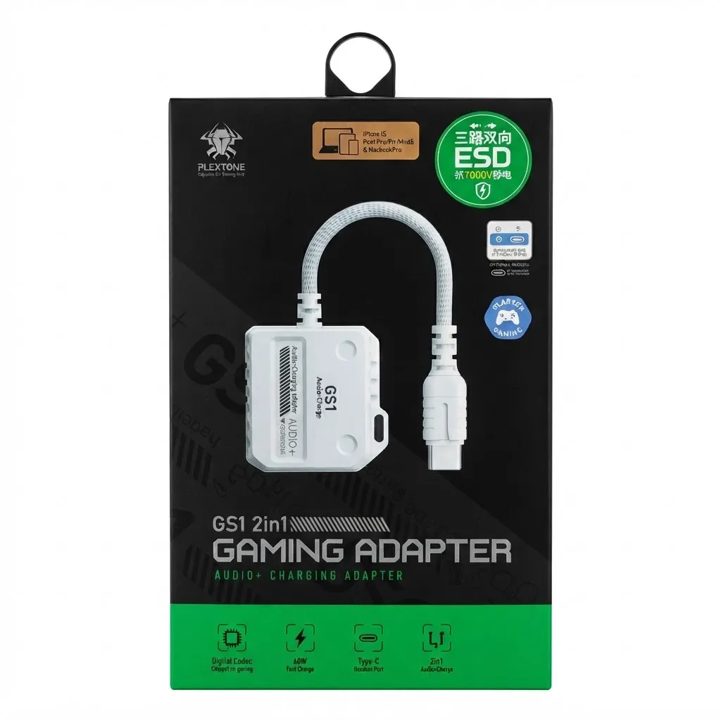 Plextone GS1 2-in-1 Gaming Adapter Type C - Type C