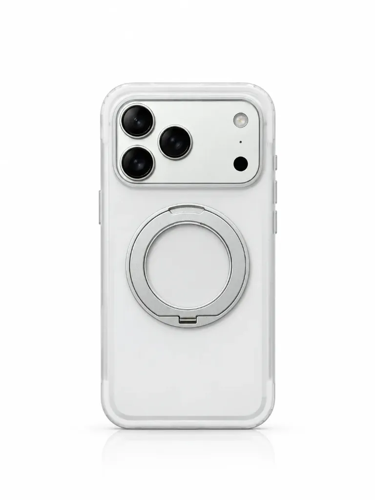 HDD IPHONE 17 PRO MAX PHONE CASE HBC-463 - درع موبايل شفاف مطفي سميك مقاوم للسقوط مع حلقة ماسكة للايفون 17+18 برو ماكس