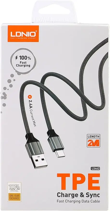 ldnio ls442 type-c to usb a mobile phone fast charging data cable