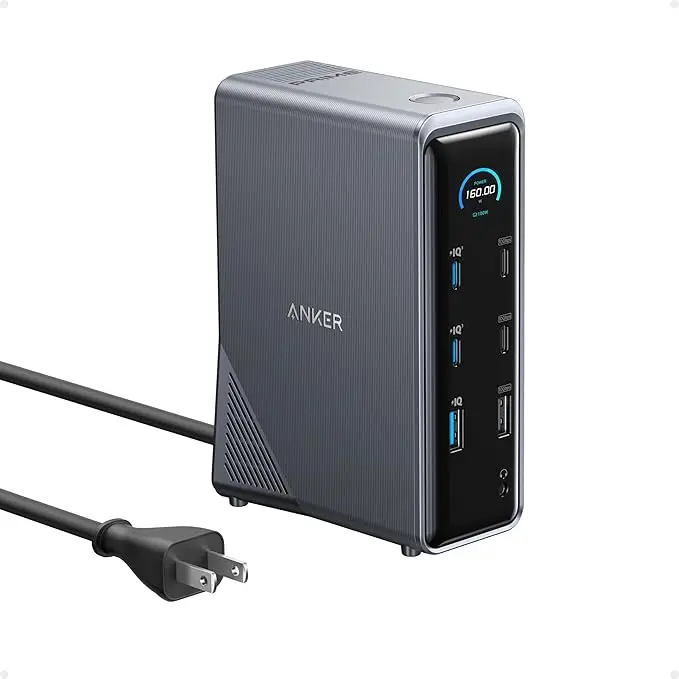 Anker Prime Charging Docking Station, 14-Port with 160W Max Output and Built-In GaN AC-DC Power