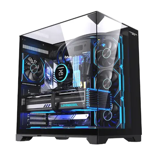 [NQ1417] Lovingcool  345-3G BLACK Tempered Glass  Case Full Tower Micro ATX ITX