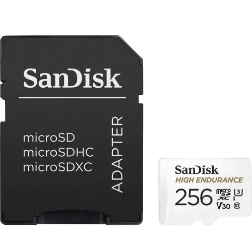 SanDisk 256GB High Endurance 100MBs Micro SDXC Card with Adapter